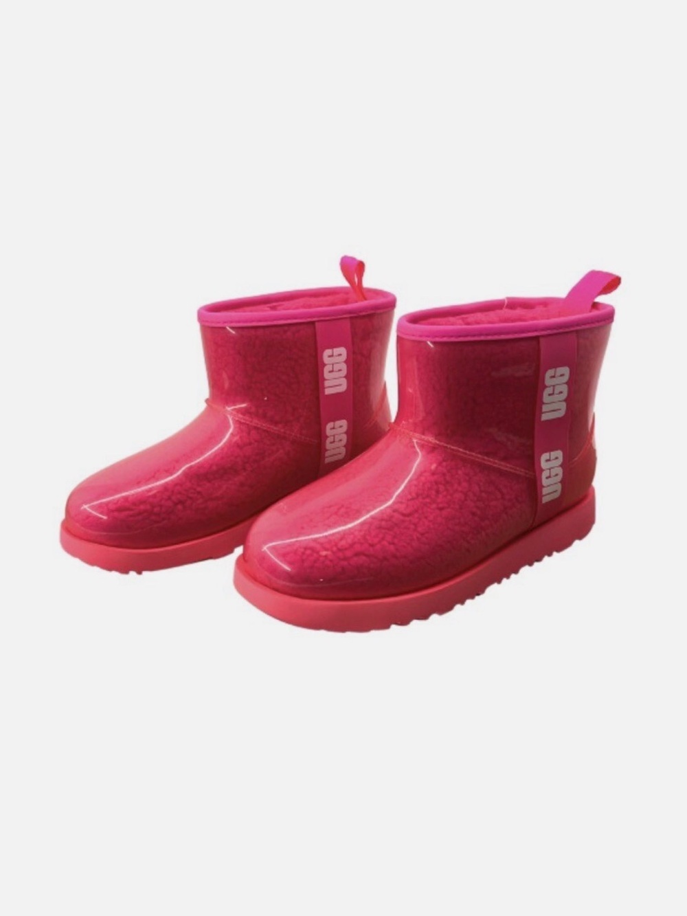 UGG Classic Clear Mini Pink Waterproof Winter Rain Boots Women's Size 10
